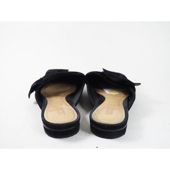 Schutz Black Suede Pointed Toe Bow Slides Flats, Size 7.5 (US) - Picture 4 of 10